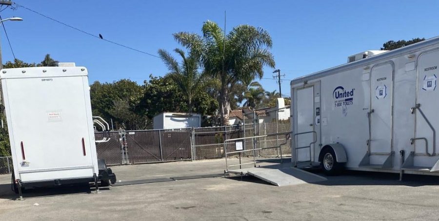 A temporary portable bathroom was placed in the 600's to compensate for the closure of the permanent bathrooms. 