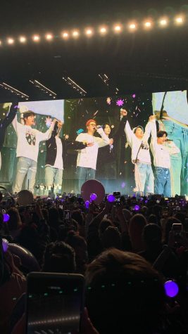This is a picture of BTS from the concert they had in LA on December 3rd, 2021.