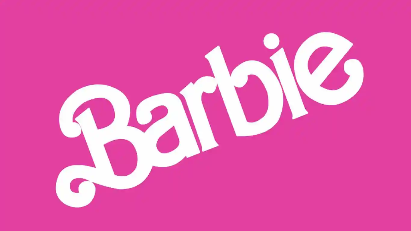 one of the Barbie logos that only includes her name in white with a pink background.
