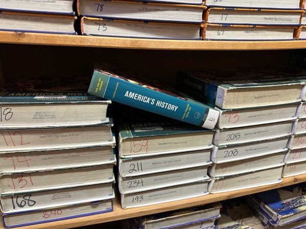 Since several classes have been omitted from the available choices of students, including British Literature, American Literature, and AP US History, some books are going unused and are being stored in the book depository in the library.  Photo courtesy of Mrs. van D