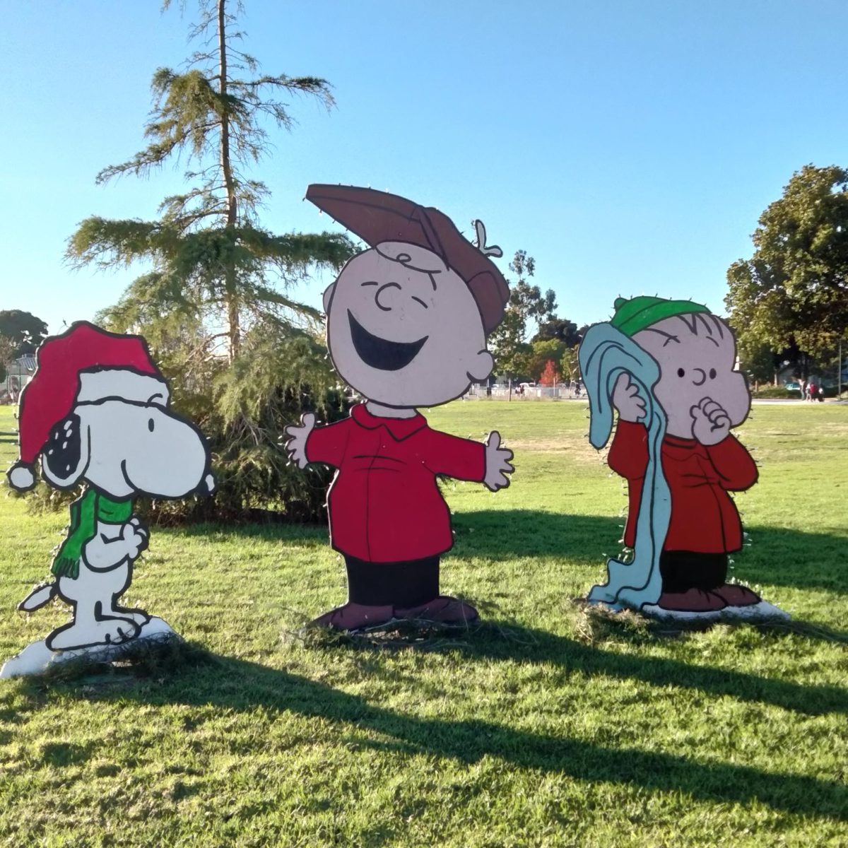 12/6/23-While this may not be on school campus its certainly close by it. As I was waiting for the public bus, I noticed that they put up these Peanuts character cut outs. You got characters, like Charlie Brown, Linus and obviously Snoopy in the Christmas spirit.