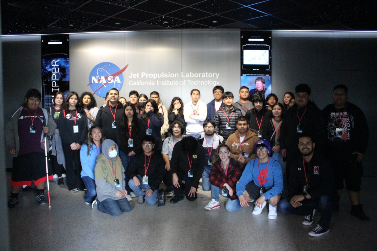 Pictured: physics science classes toured the Jet Propulsion Lab in Pasadena, California on January 31st.  it was nice to see all the robots and satellites, stated senior Kasey Baltodano.