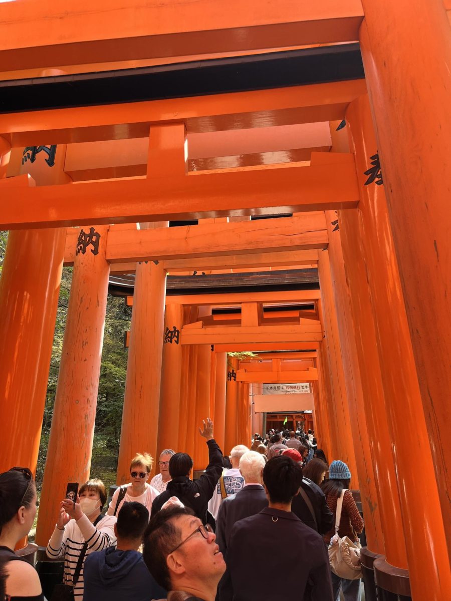 Photo taken in the Fushimi Inari-taisha shrine, taken inside the 10,000 torii gates. 