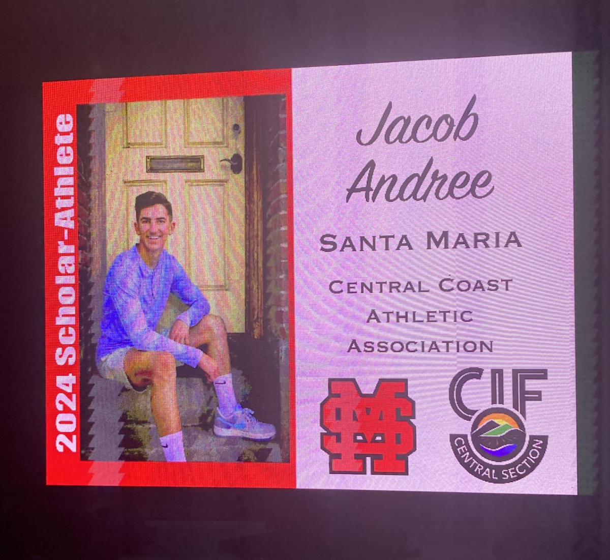 Jacob Andree, Scholar-Athlete of the Central Coast Athletic Association.
photo provided by arcy pineda